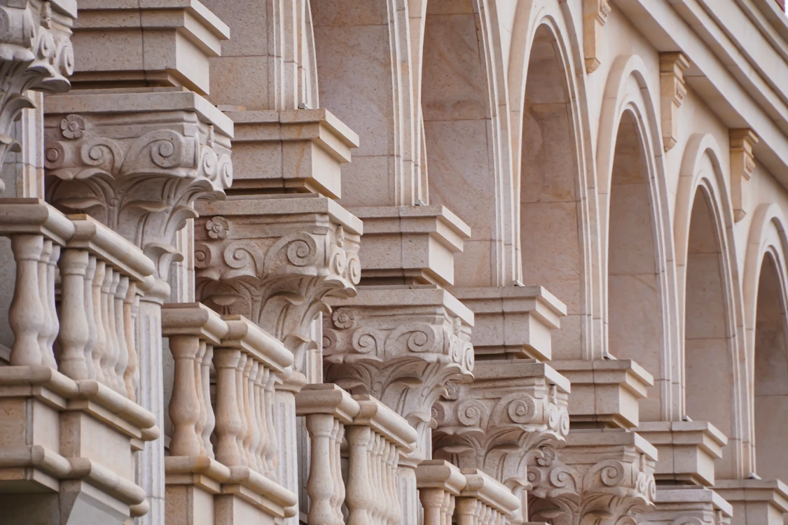 Decorative stone columns and arches