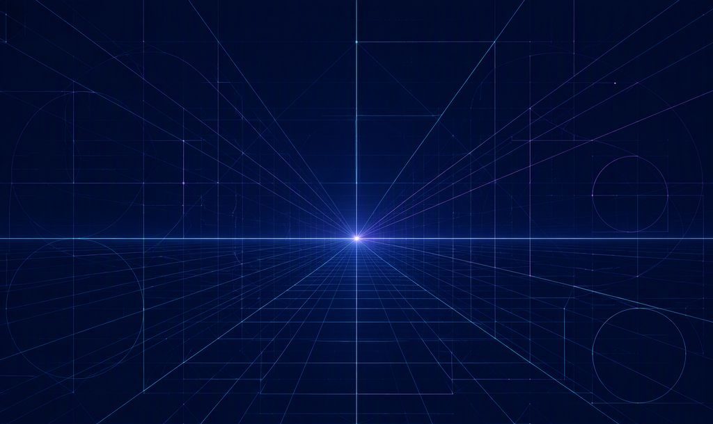 Precise geometric grid of glowing lines representing engineering discipline