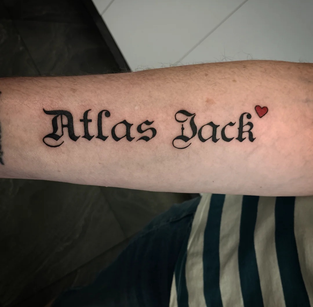 Personalised name lettering tattoo by Ramona at Lady Ink