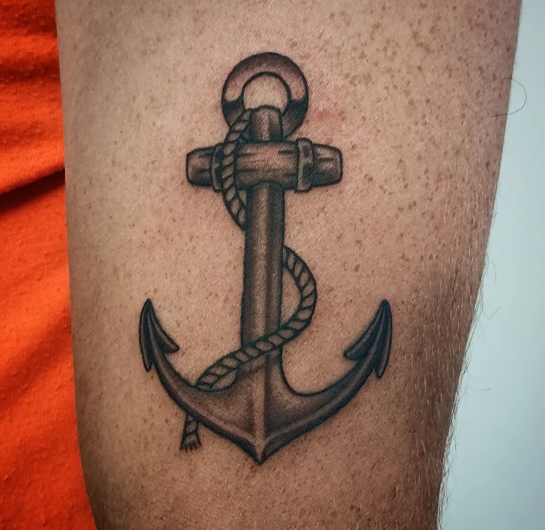 Traditional anchor tattoo by Ramona at Lady Ink