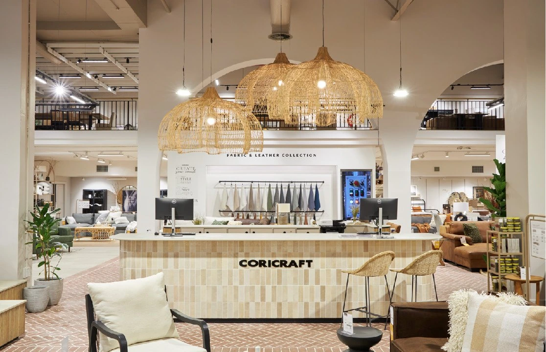 Coricraft furniture store interior, retail design by Design Partnership