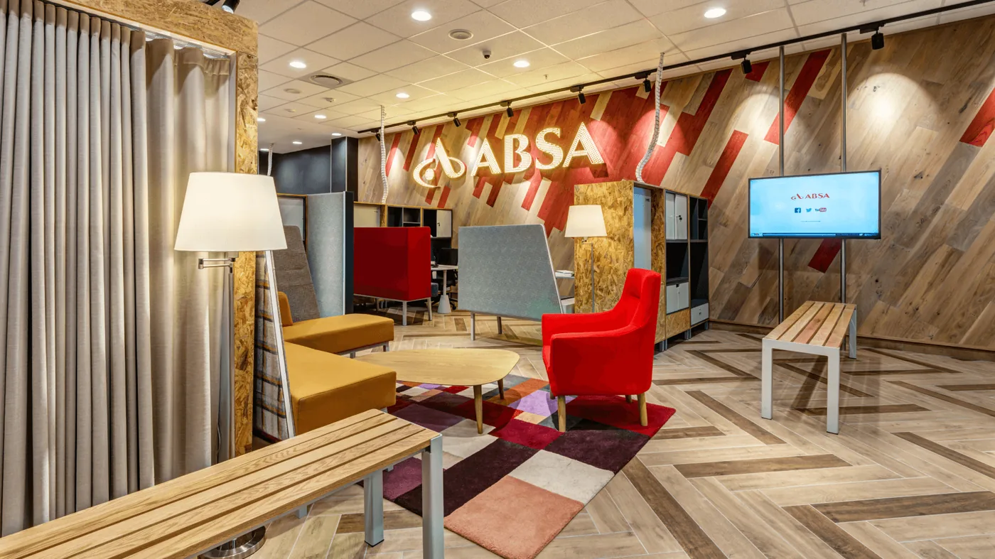 Absa Bank branch interior designed by Design Partnership.