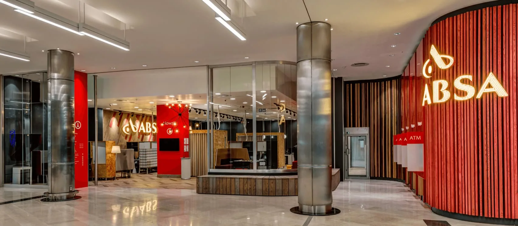 Absa Bank branch interior designed by Design Partnership.