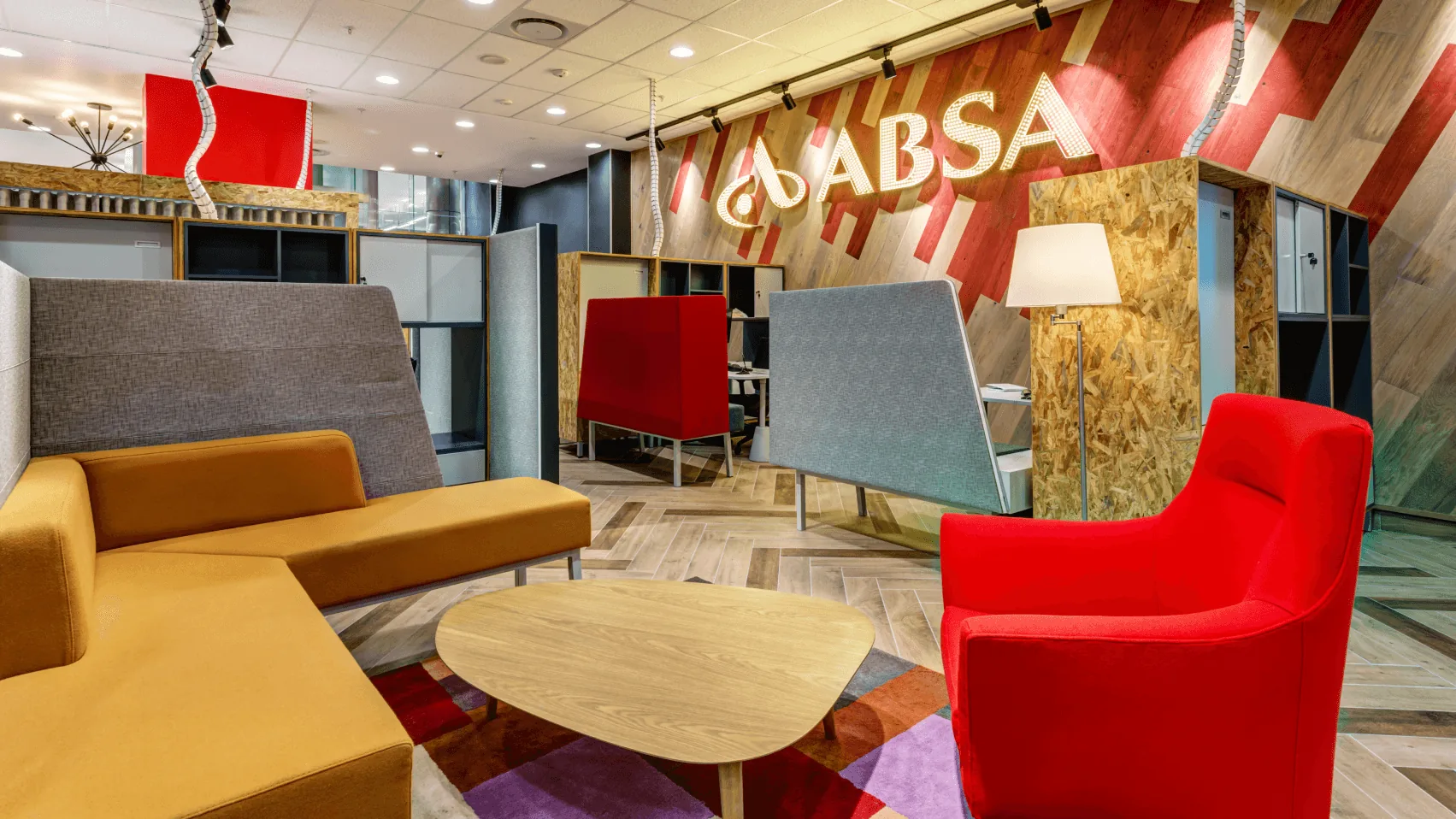 Absa Bank branch interior designed by Design Partnership.