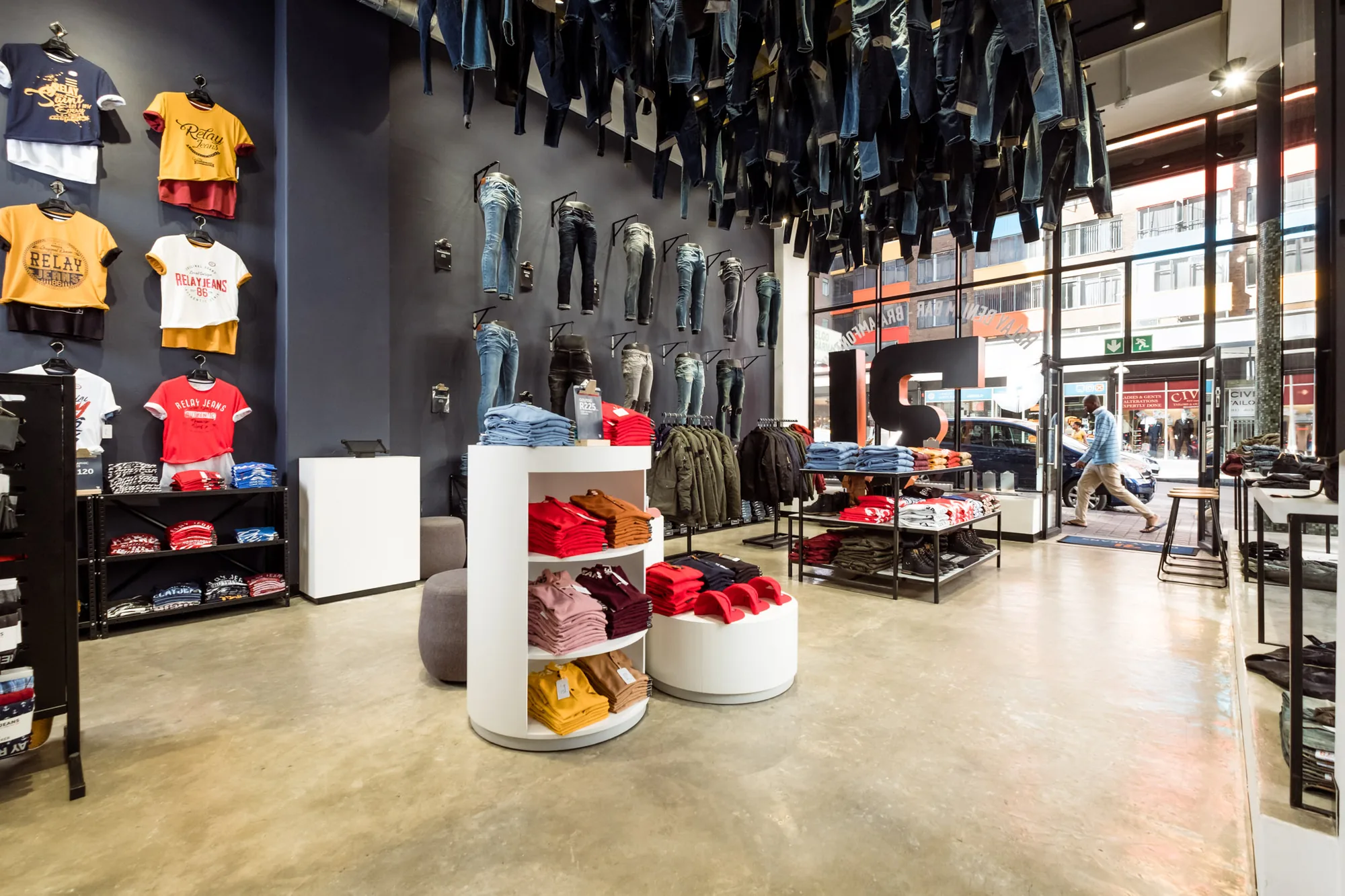 Relay Jeans store interior designed by Design Partnership.