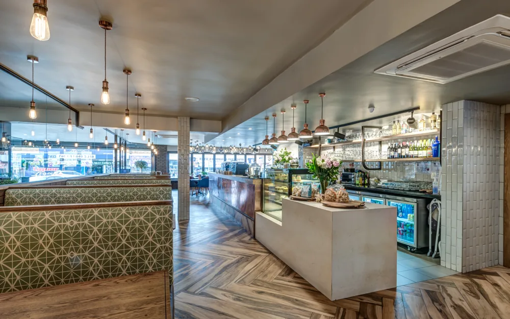 Bistro interior designed by Design Partnership.