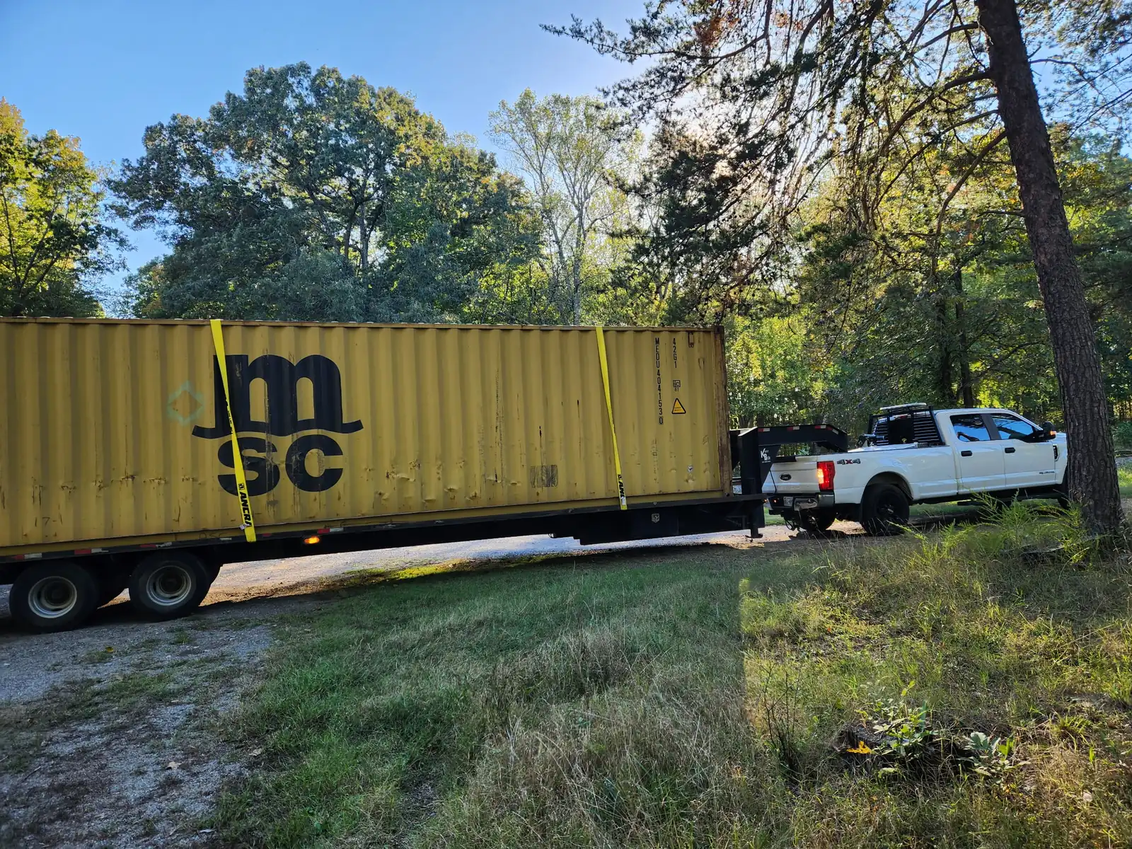 40 foot shipping container placed on a Virginia property