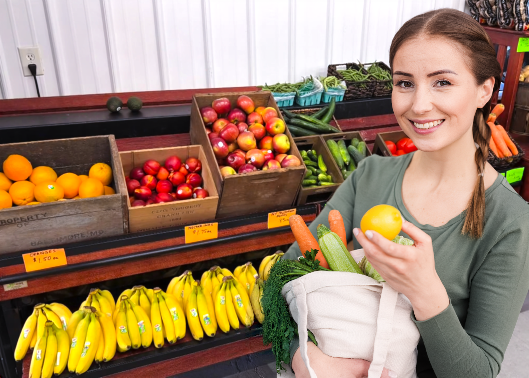 Woman shopping for produce