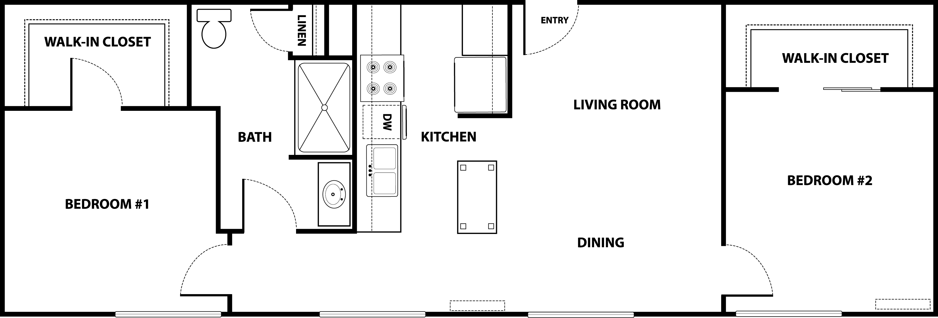 2 Bedroom 2 Bath Floor Plan Image 