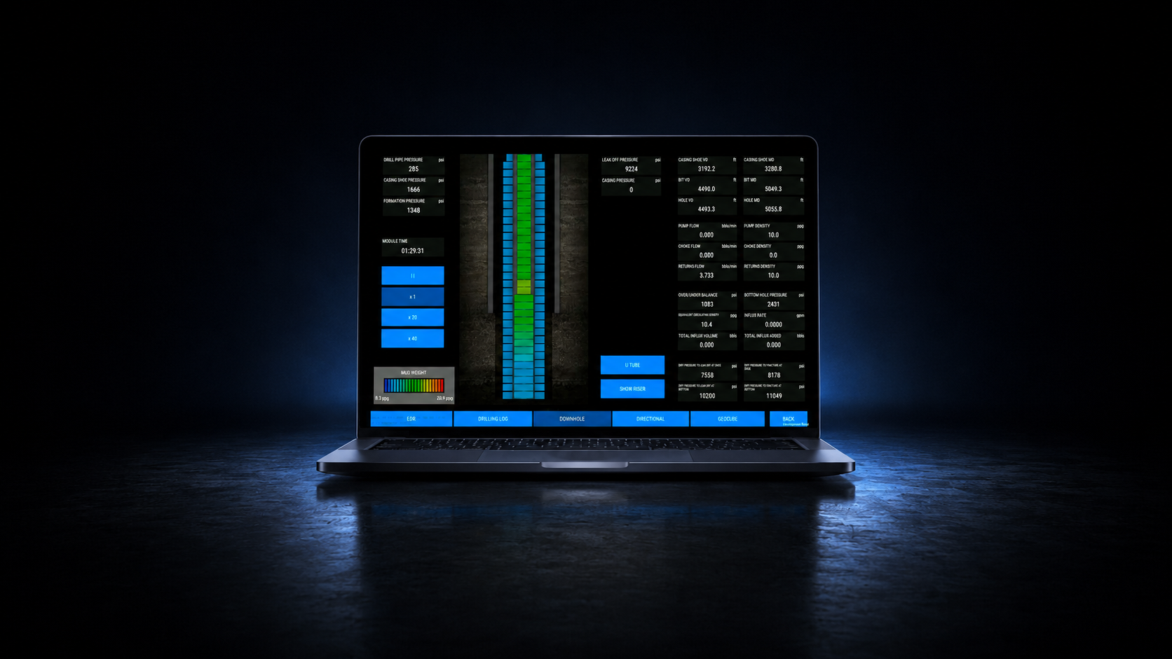 Endeavor.One online drilling simulator on a laptop