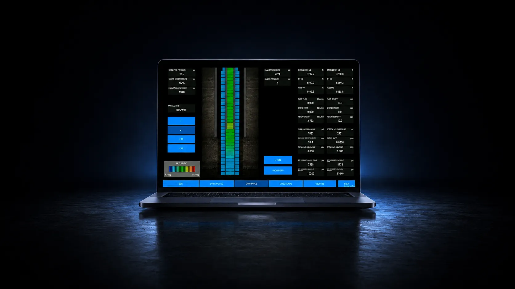 Endeavor.One online drilling simulator on a laptop