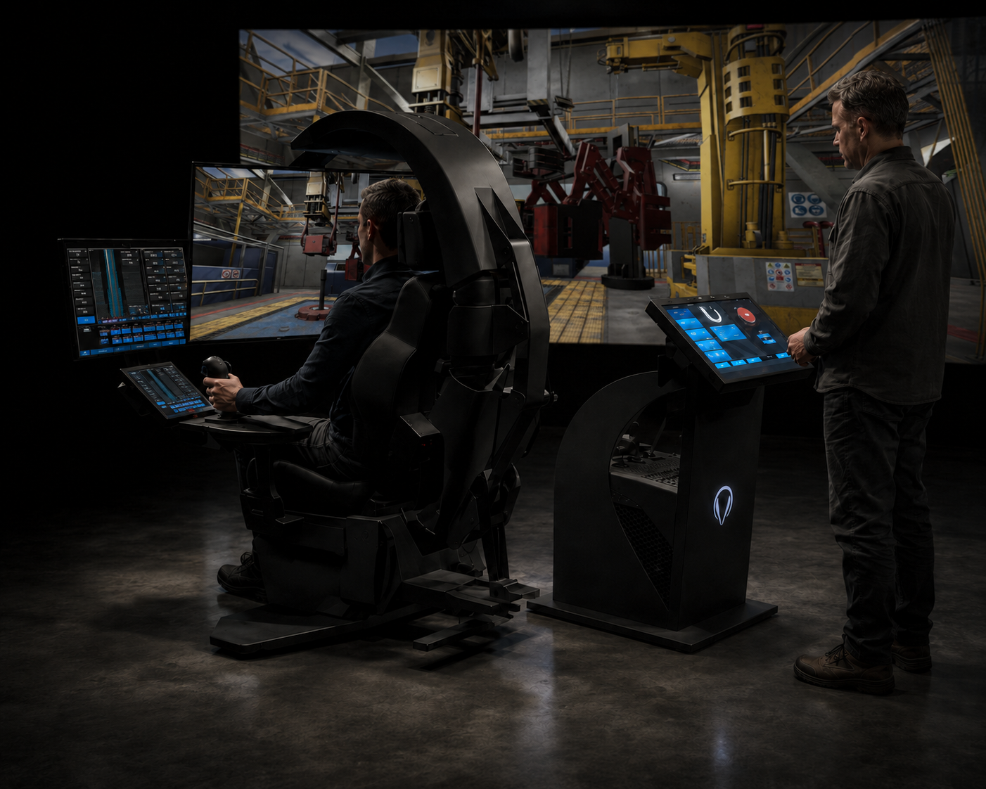 Operator and instructor training on an Endeavor X2 semi-submersible rig-floor simulation