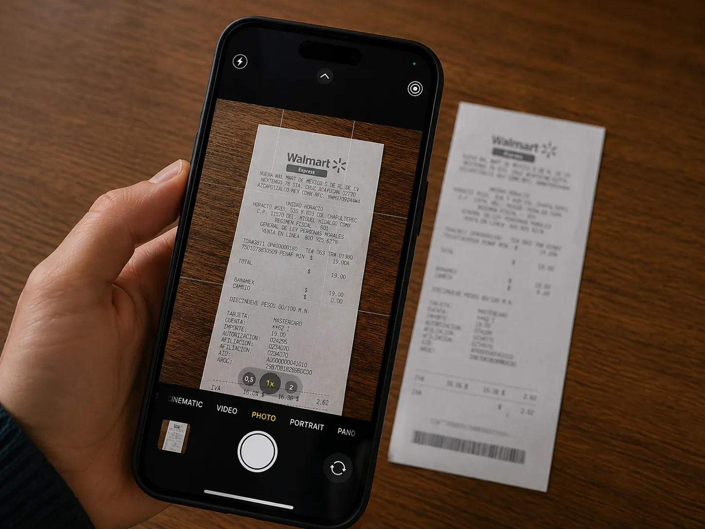 Fotografía de un ticket con la app móvil