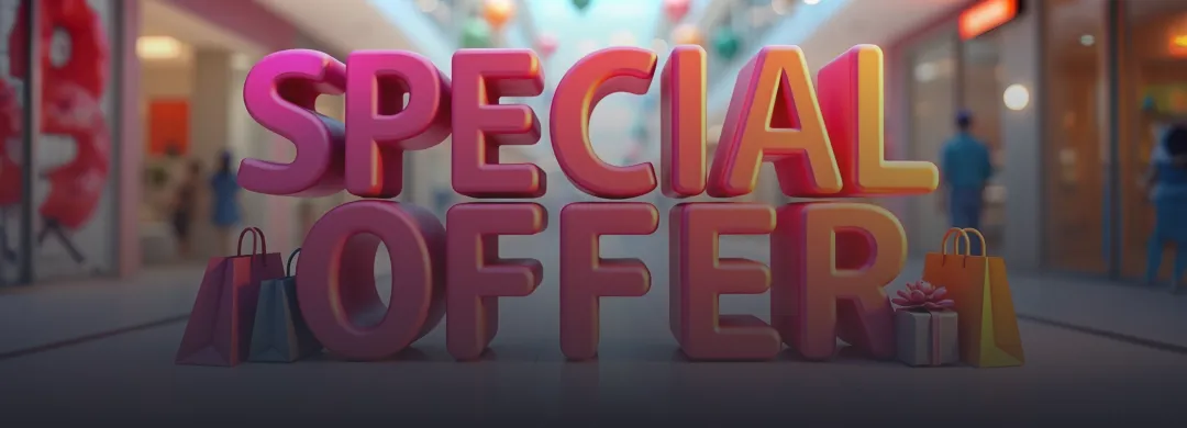 Letras 3D de oferta especial en un centro comercial
