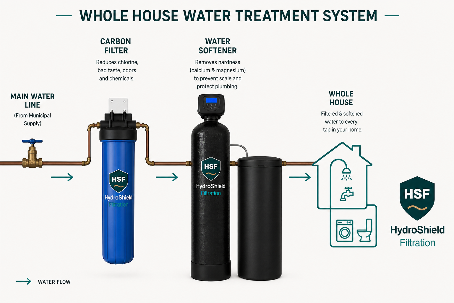 Diagram of a whole-home water treatment system