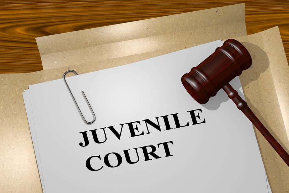 Document labeled 'Juvenile Court' with a gavel on top of a folder