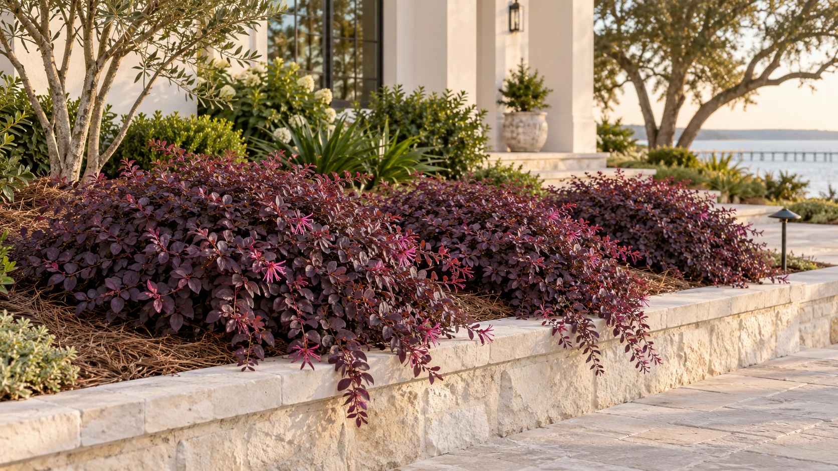 Illustrative planting concept with Purple Pixie Loropetalum