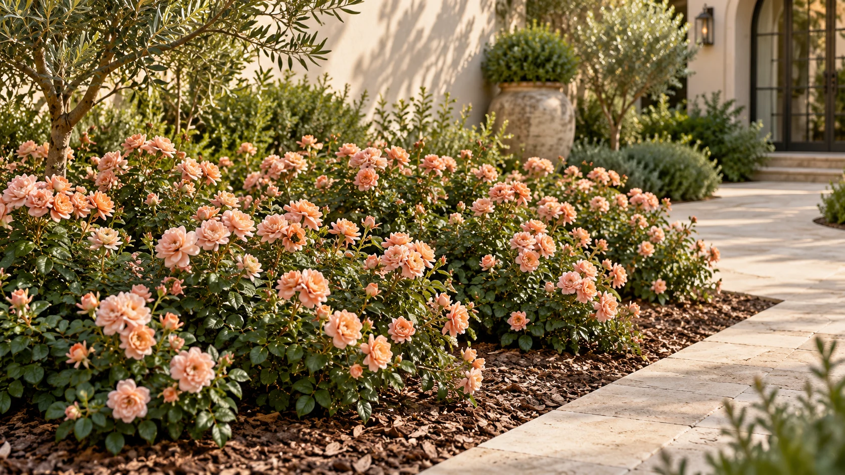 Illustrative planting concept with Peach Drift Rose