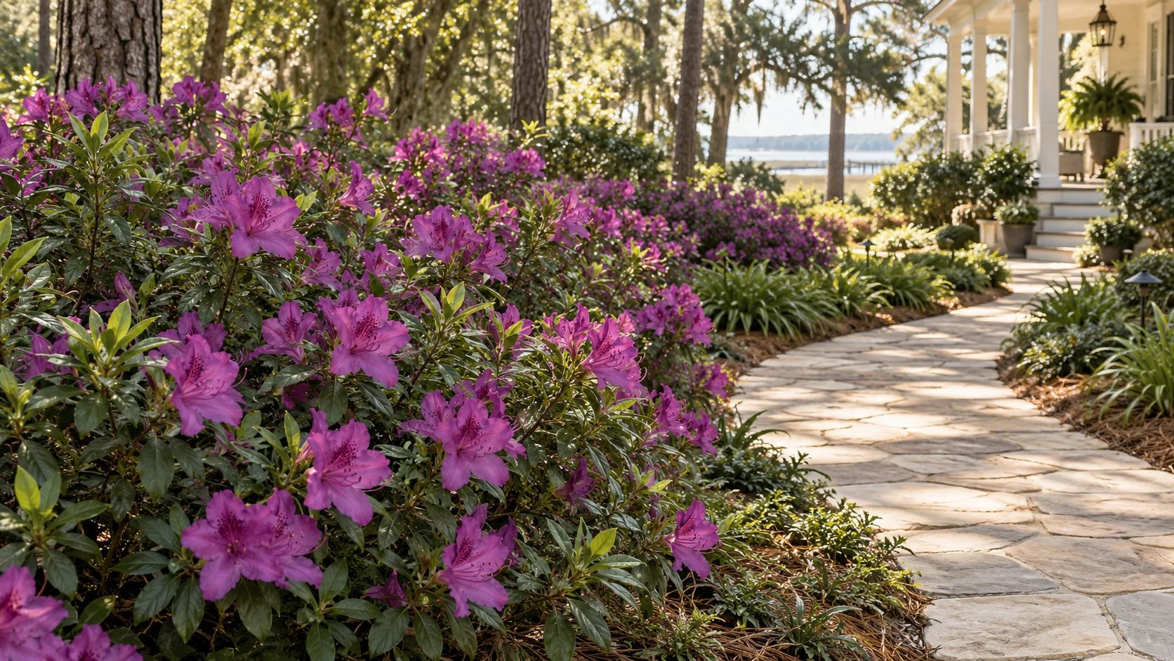 Illustrative planting concept with Autumn Royalty Encore Azalea