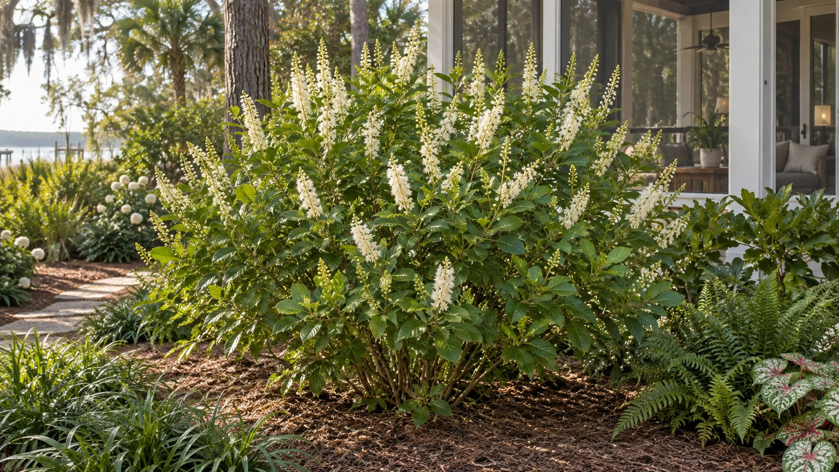 Illustrative planting concept with Summersweet Clethra