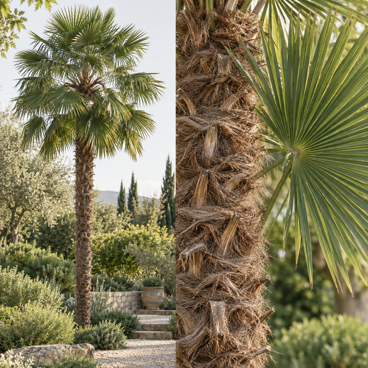 Illustrative foliage and seasonal detail of Windmill Palm