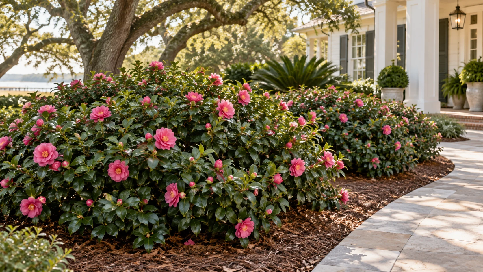 Illustrative planting concept with Shi Shi Gashira Camellia
