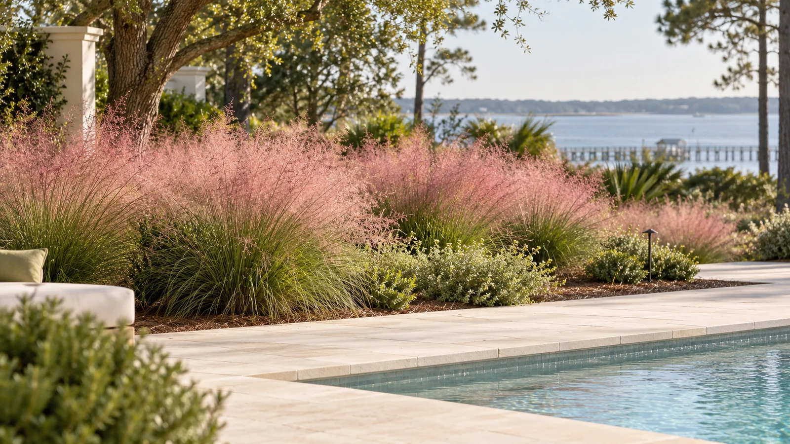 Illustrative planting concept with Pink Muhly Grass