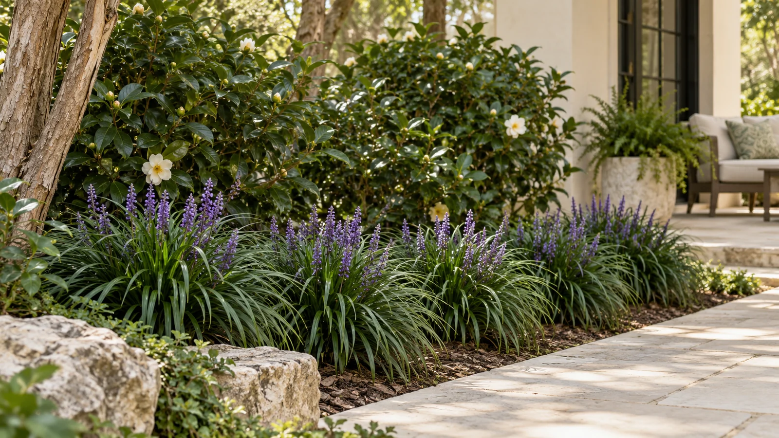 Illustrative planting concept with Big Blue Liriope