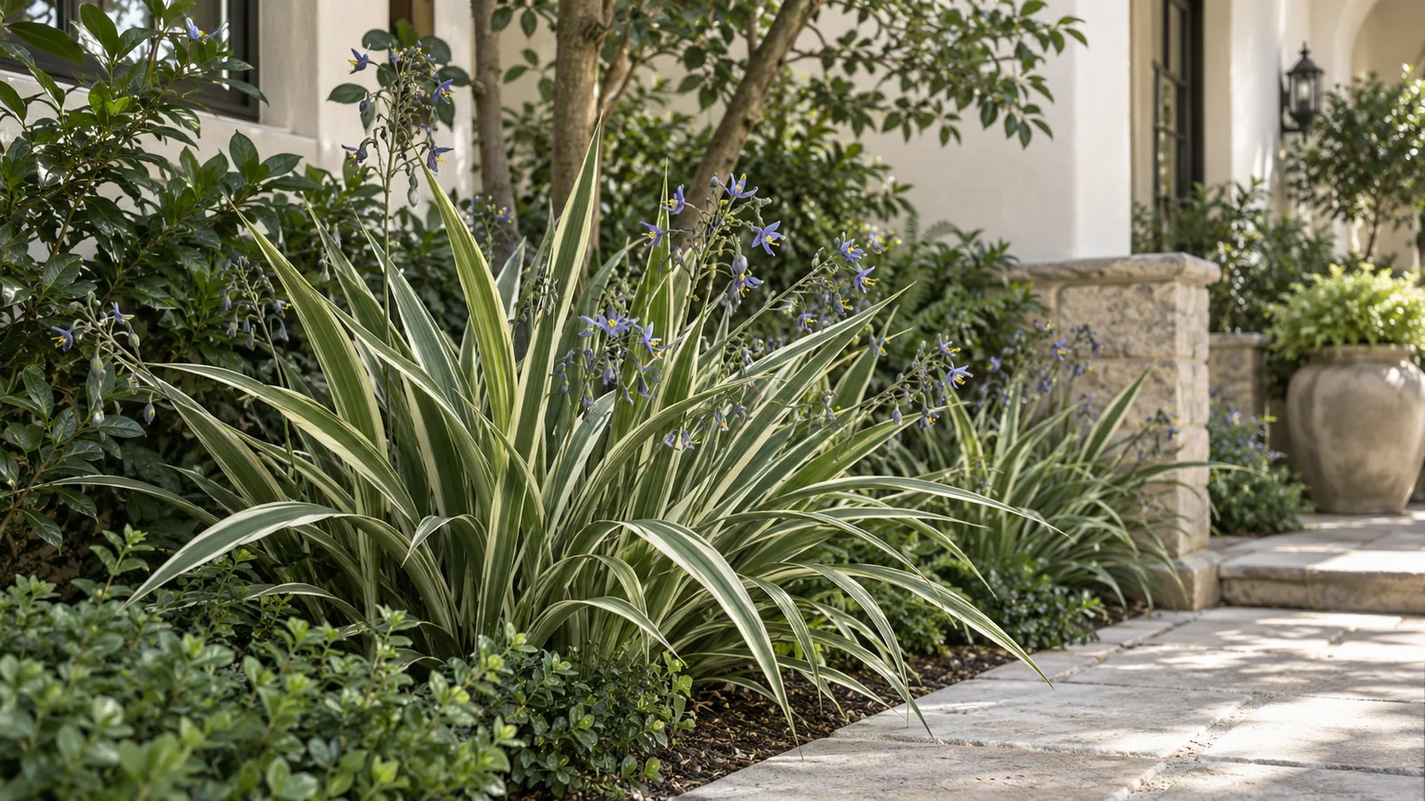 Illustrative planting concept with Variegated Flax Lily