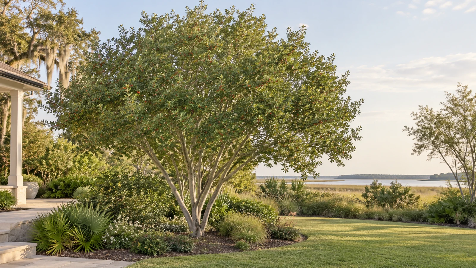 Illustrative planting concept with Yaupon Holly