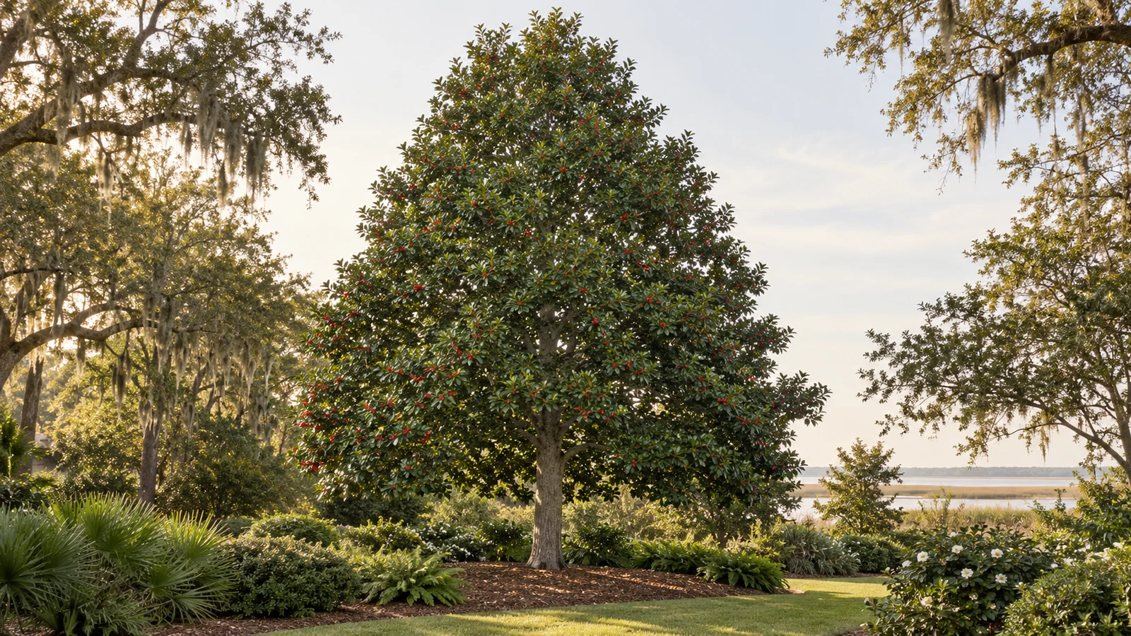 Illustrative planting concept with American Holly