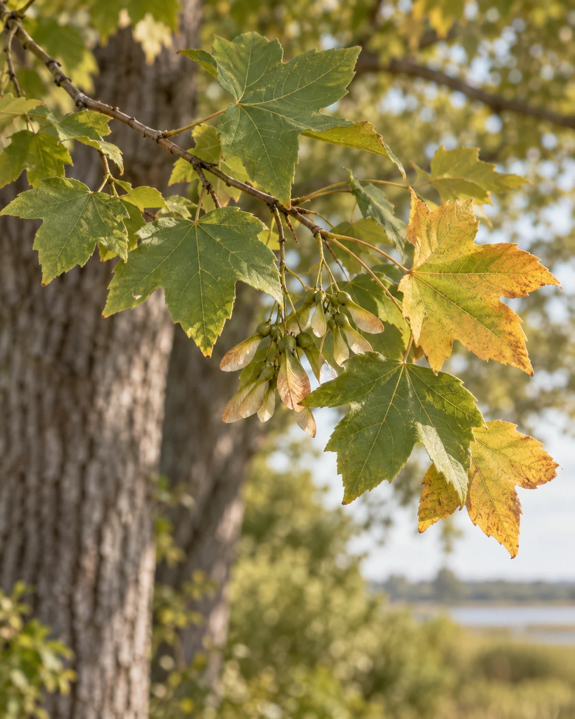 Illustrative foliage and seasonal detail of Florida Maple