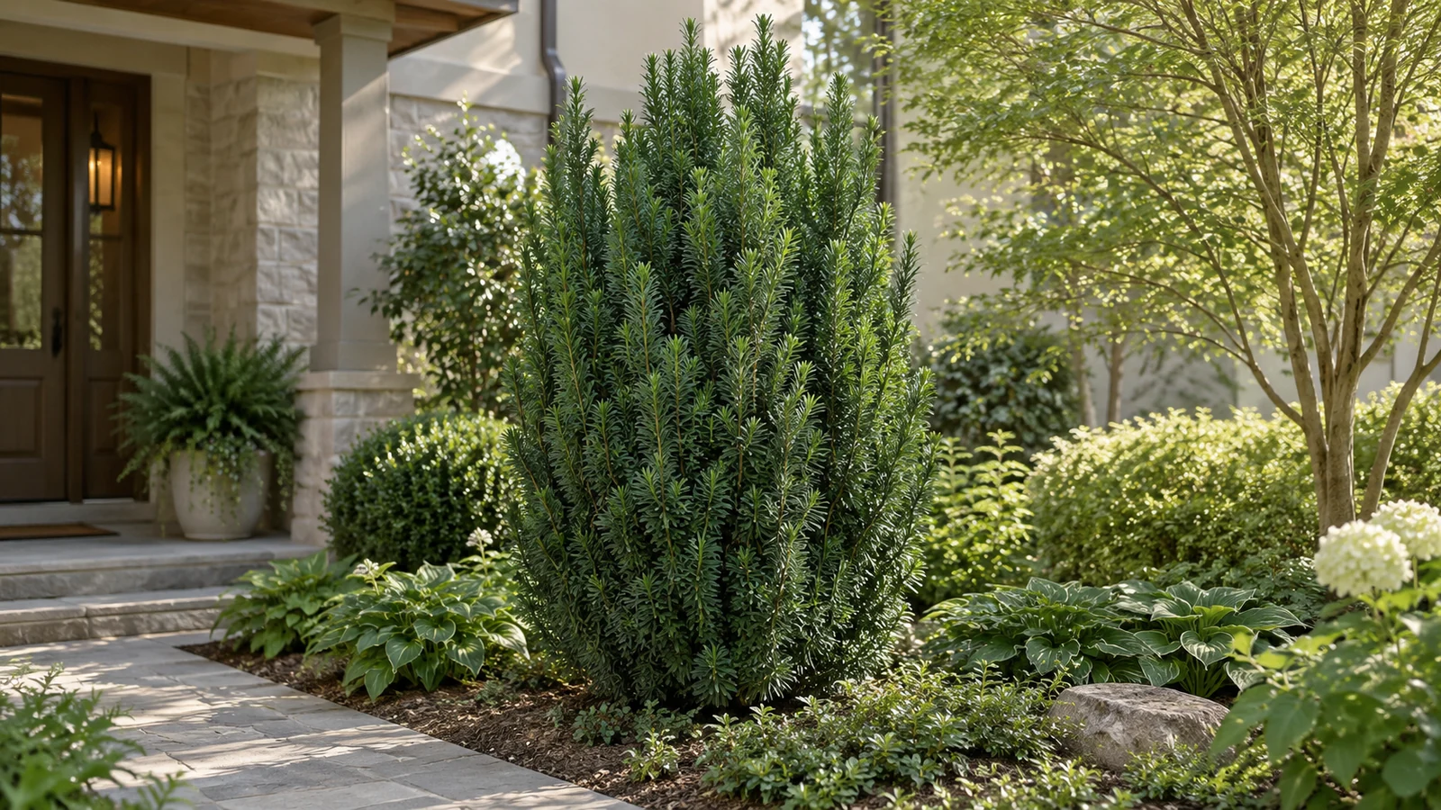 Illustrative planting concept with Upright Japanese Plum Yew