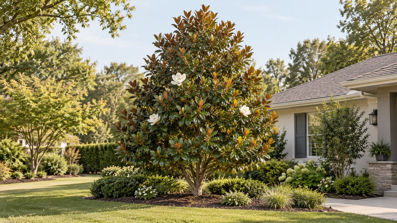 Illustrative planting concept with Teddy Bear Magnolia