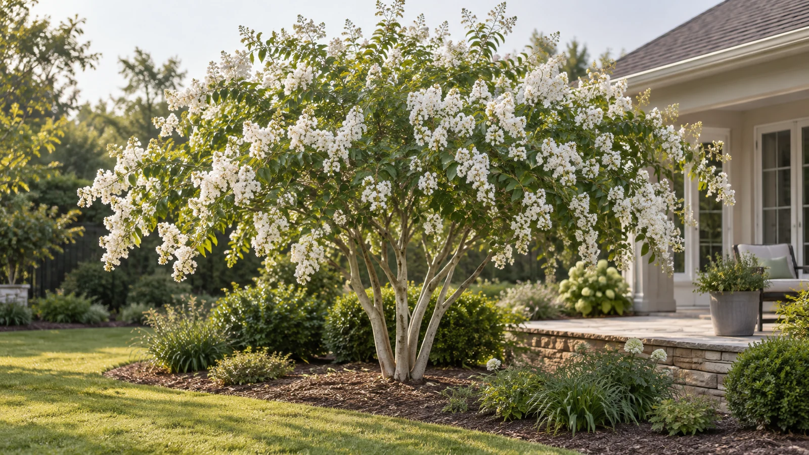 Illustrative planting concept with Acoma Crape Myrtle