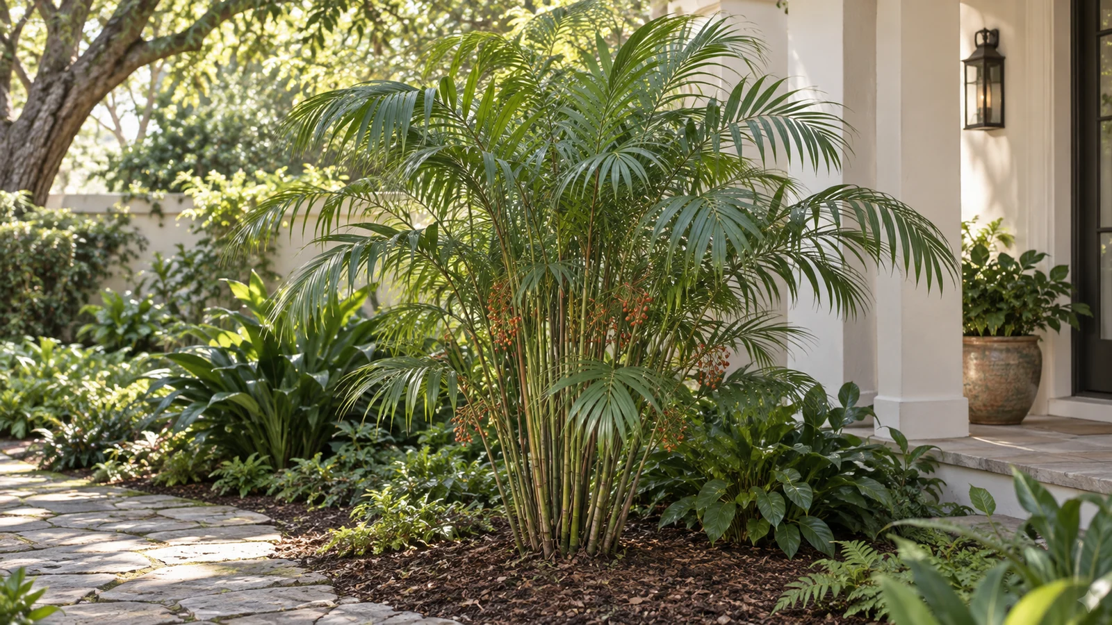 Illustrative planting concept with Hardy Bamboo Palm