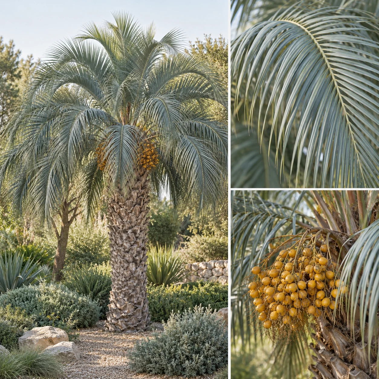 Illustrative foliage and seasonal detail of Pindo Palm