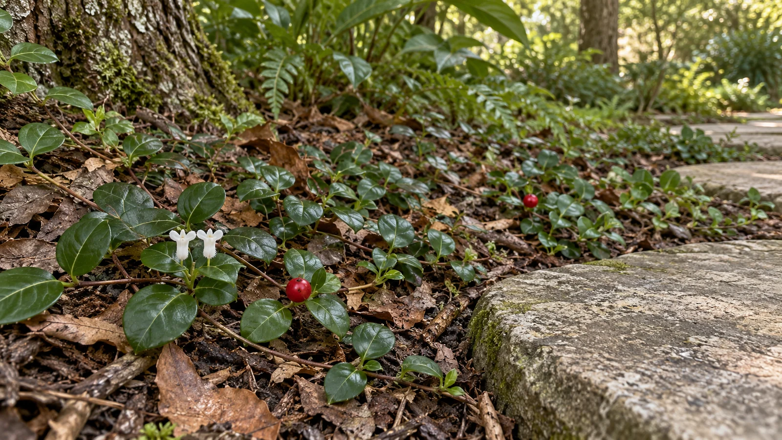 Illustrative planting concept with Partridgeberry