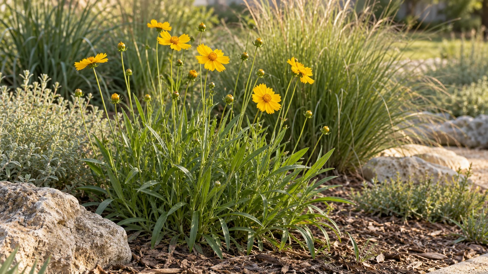Illustrative planting concept with Lanceleaf Coreopsis