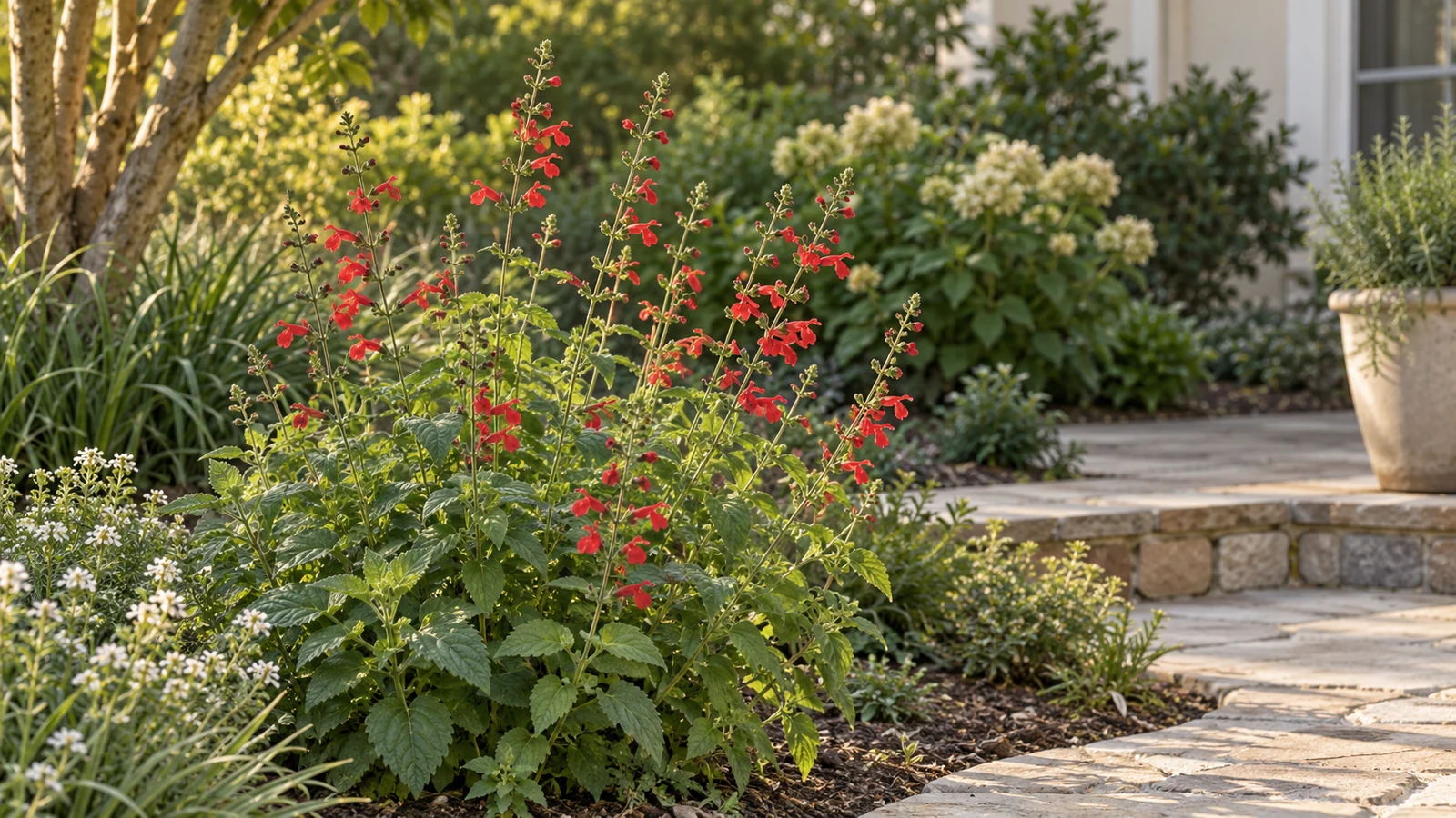 Illustrative planting concept with Scarlet Sage
