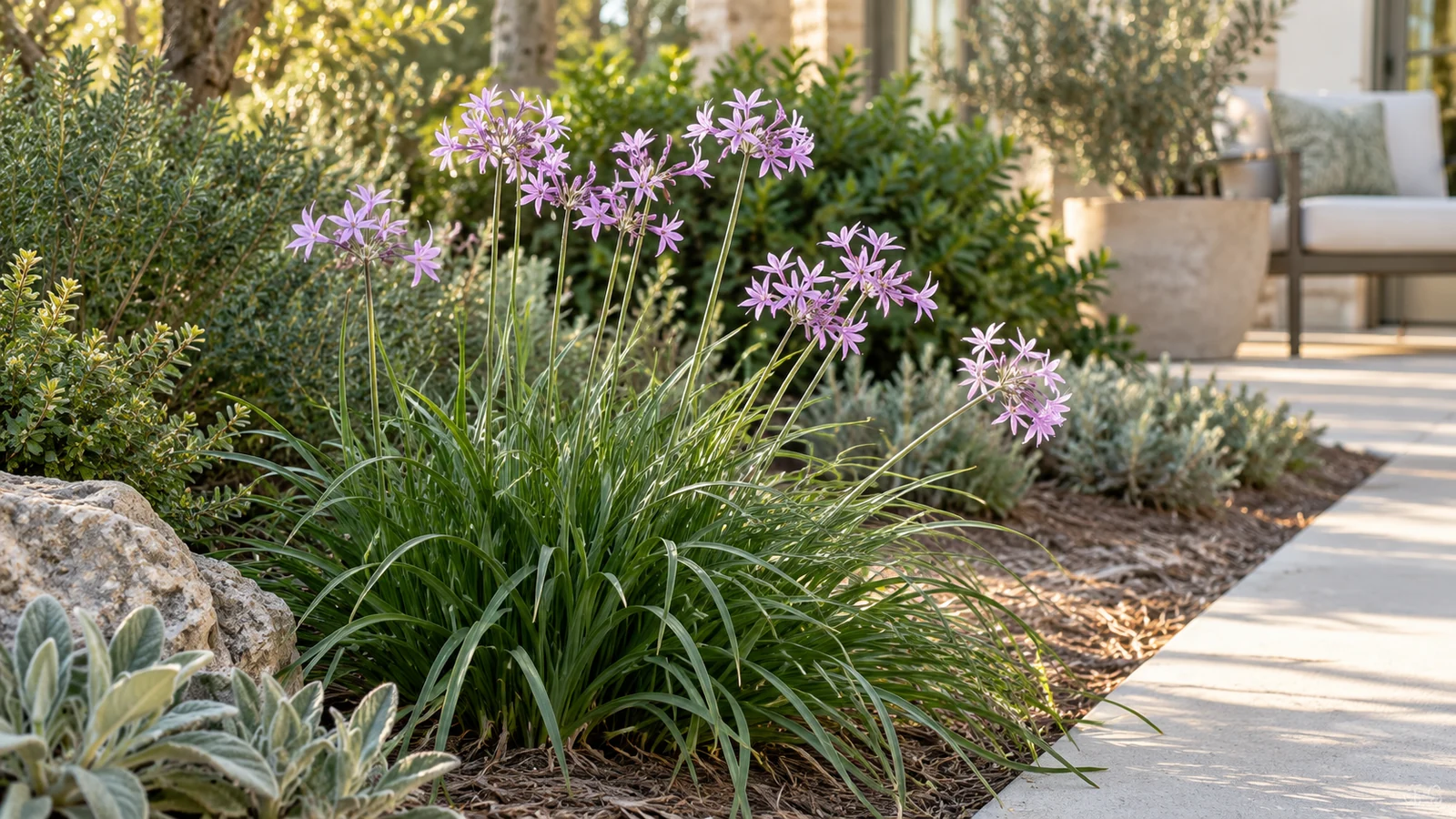 Illustrative planting concept with Society Garlic