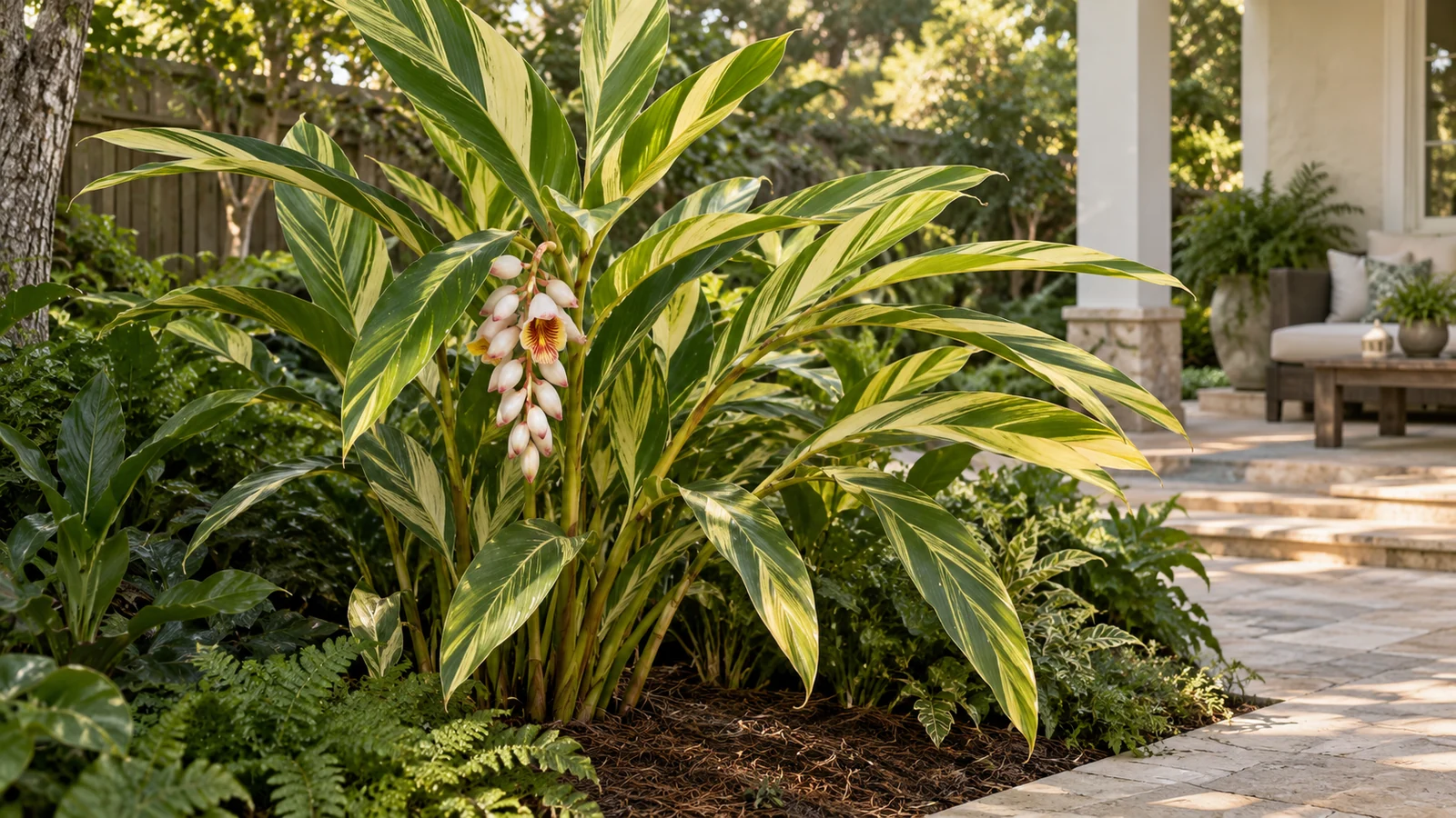 Illustrative planting concept with Variegated Shell Ginger