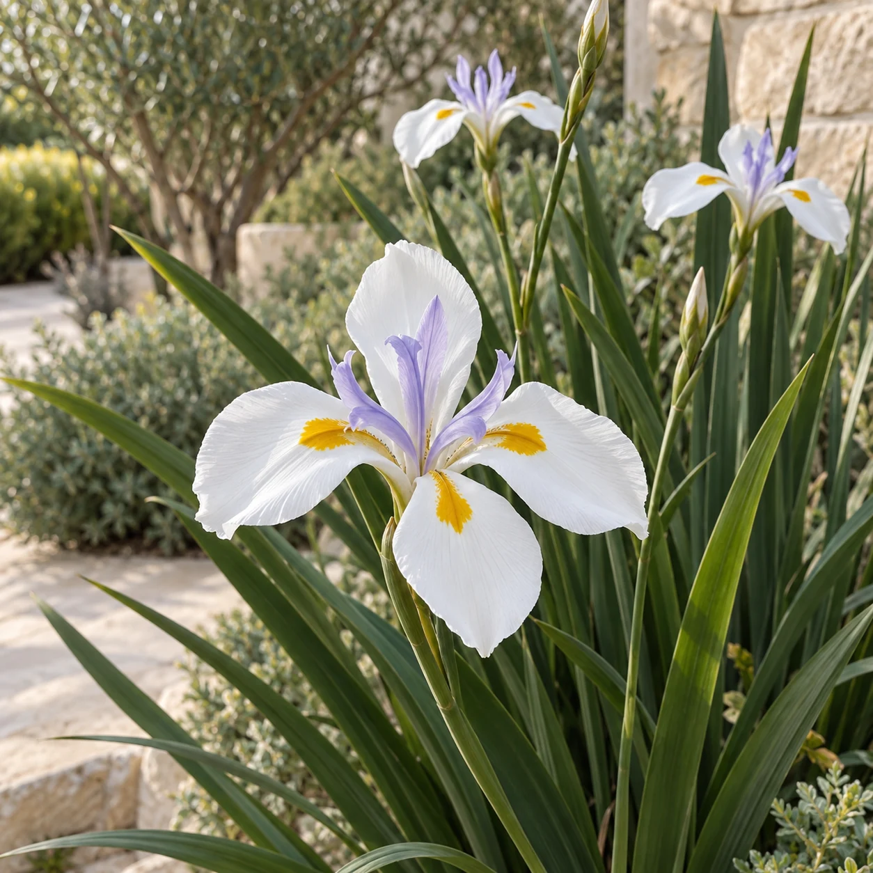 Illustrative foliage and seasonal detail of African Iris