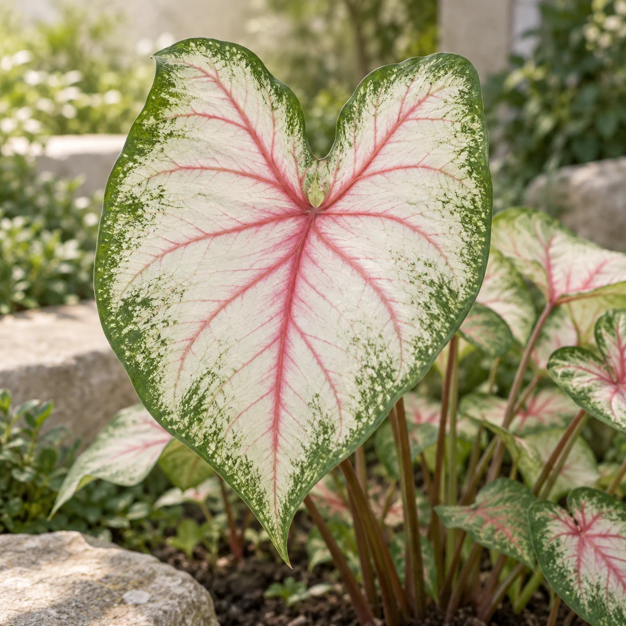 Illustrative foliage and seasonal detail of Caladium