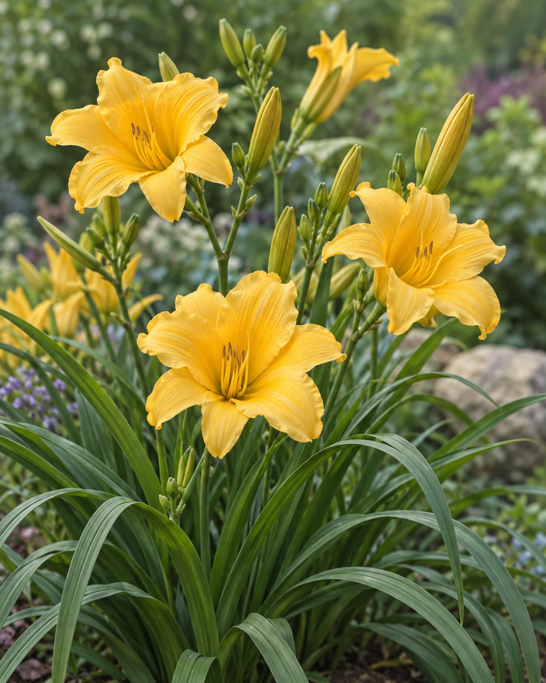 Illustrative foliage and seasonal detail of Daylily