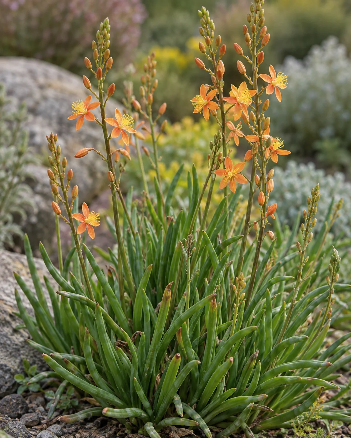Illustrative foliage and seasonal detail of Bulbine