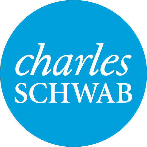 Charles Schwab company logo on blue circular background.