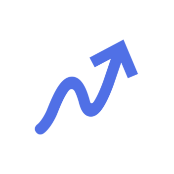 Blue upward arrow with a wavy line indicating growth or increase.