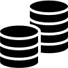 White line art of a money bag with a dollar sign on a black background.