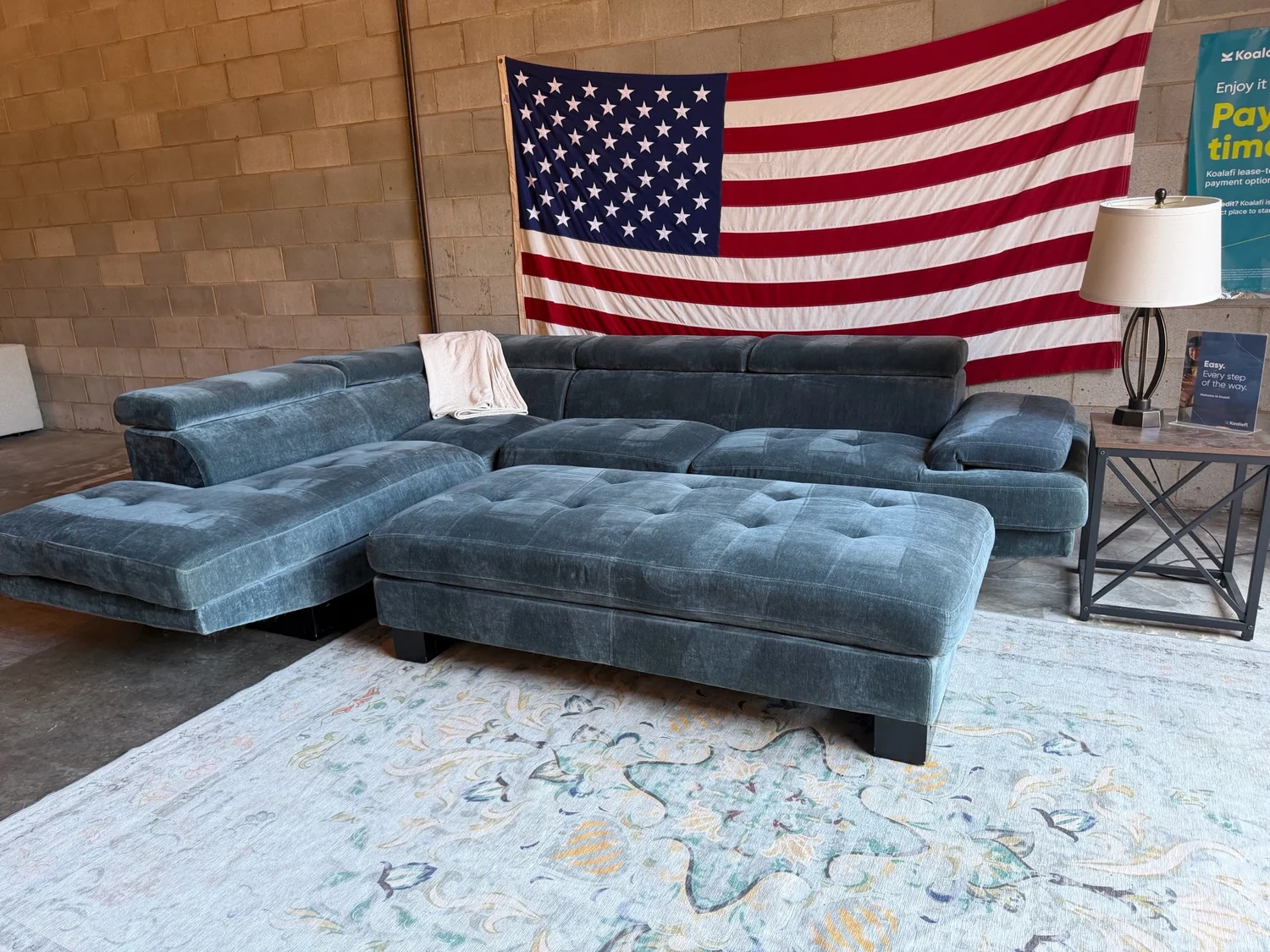 Refurbished sectional sofa on display at the Couch Potato RVA showroom in Richmond, VA